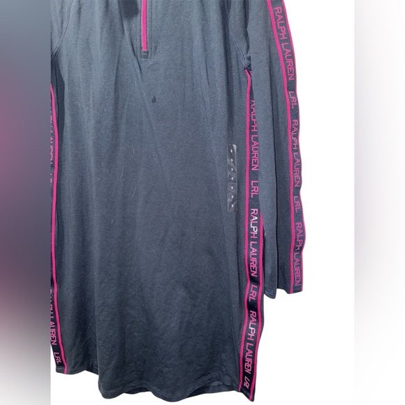 New! Lauren Ralph Lauren Logo Tape Navy/Pink 1/4 Zip Long Sleeve Dress Size S - Picture 2 of 6